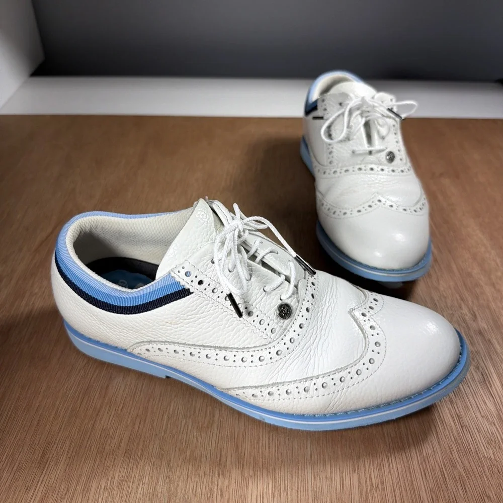 G/Fore Golf Shoes White Gallivanter Brogue Women's Size 8 Grosgrain Preppy